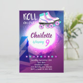 Paarse Roller Schaats Verjaardag Uitnodigen Kaart (Staand voorkant)