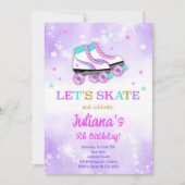 Paarse Roller Schaats Verjaardagsuitnodiging Kaart (Voorkant)