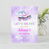 Paarse Roller Schaats Verjaardagsuitnodiging Kaart (Staand voorkant)