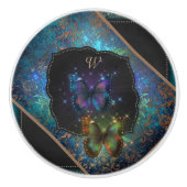 Paarse Romantische Butterflies Fantasie Keramische Knop (Voorkant)