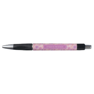 Paarse Romantische Floral Rozen Aangepaste naam Pen