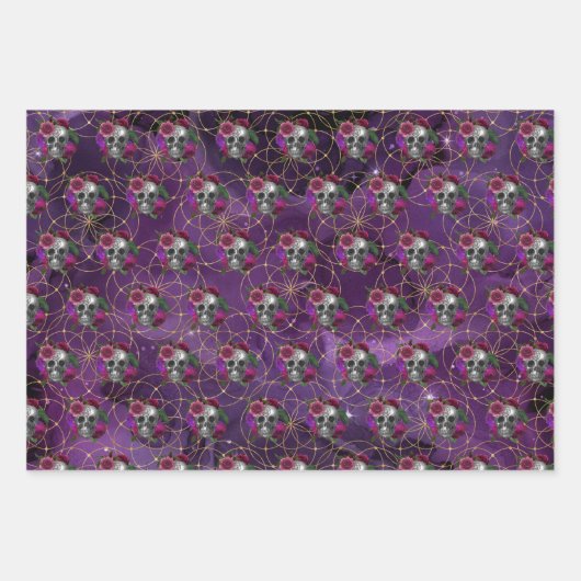 Paarse Romantische Gothische Witch en Rozen Inpakpapier Vel (Voorkant 2)