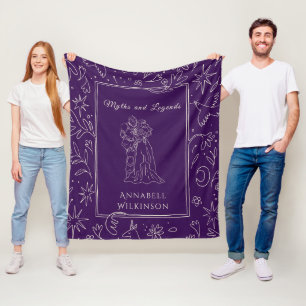 Paarse Romantische Ridder en Prinses Lijn Kunst Ve Fleece Deken
