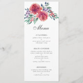 Paarse romantische Waterverf Floral Wedding Menu (Voorkant)