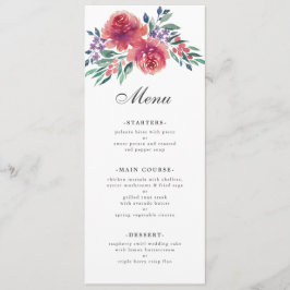 Paarse romantische Waterverf Floral Wedding Menu