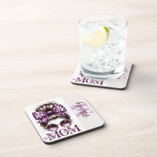 Paarse rommelige Bun Mama Vrouw Baas Bier Onderzetter (Rechterzijde)