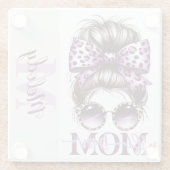 Paarse rommelige Bun Mama Vrouw Baas Glazen Onderzetter (Achterkant)