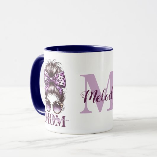 Paarse rommelige Bun Mama Vrouw Baas Mok (Voorkant links)