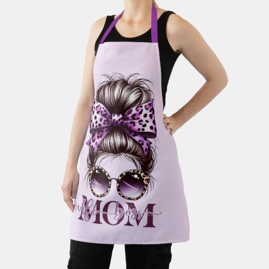 Paarse rommelige Bun Mama Vrouw Baas Schort (Insitu)