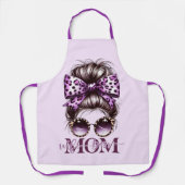 Paarse rommelige Bun Mama Vrouw Baas Schort (Voorkant)