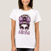 Paarse rommelige Bun Mama Vrouw Baas T-shirt (Voorkant)