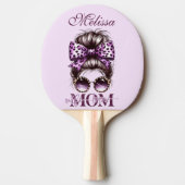 Paarse rommelige Bun Mama Vrouw Baas Tafeltennisbatje (Voorkant)