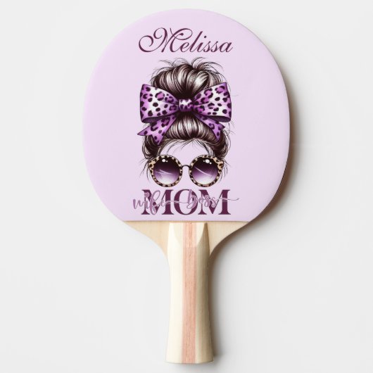 Paarse rommelige Bun Mama Vrouw Baas Tafeltennisbatje (Voorkant)