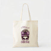 Paarse rommelige Bun Mama Vrouw Baas Tote Bag (Voorkant)