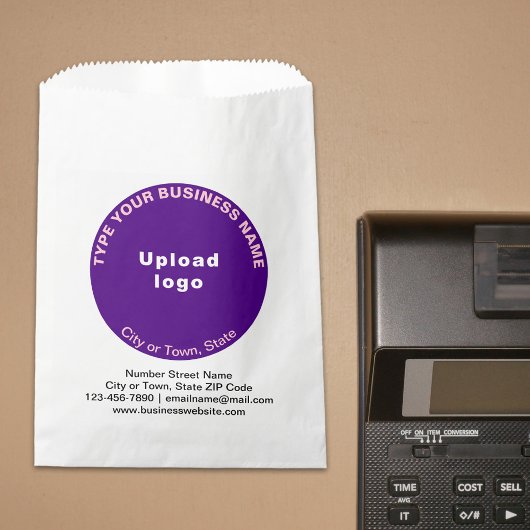 Paarse Ronde Bedrijfsmerk op Papieren Tas Bedankzakje