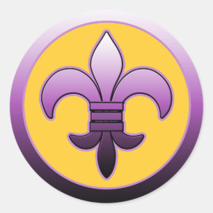Paarse ronde Fleur de Lis Stickers