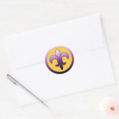 Paarse ronde Fleur de Lis Stickers (Envelop)