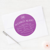 Paarse Ronde Witte Voedsel Allergie Alert Sticker (Envelop)
