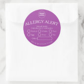 Paarse Ronde Witte Voedsel Allergie Alert Sticker (Tas)