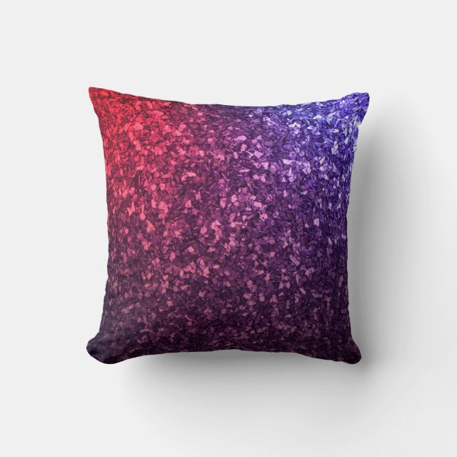 Paarse rood blauw sprankelend glitterkussen kussen (Voorkant)