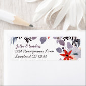 Paarse Rood Blush Roze en Grijs Bloemen Bruiloft Etiket (Insitu)