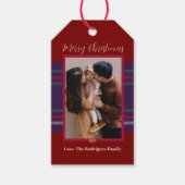 Paarse Rood Groen Tartan Kerst Cadeaulabel (Voorkant)