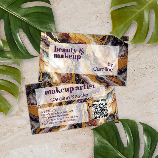 Paarse Rood Zwart Wit Goud Marmeren Kunstpatroon Visitekaartje