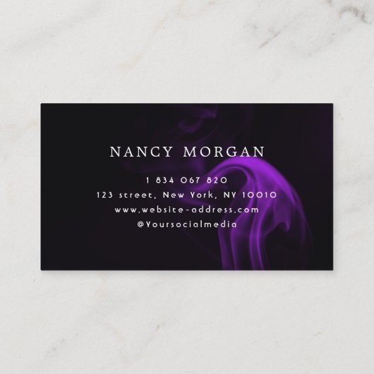 Paarse Rook Neon Make-up Artiest Visitekaartje (Achterkant)