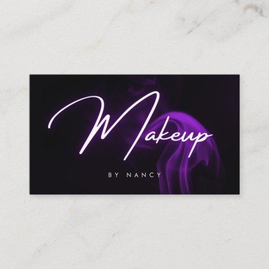 Paarse Rook Neon Make-up Artiest Visitekaartje (Voorkant)