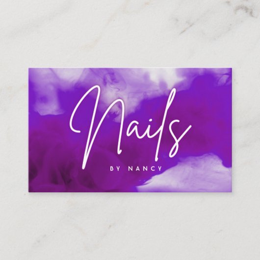 Paarse Rook & Neon Nail Artist Nail Tech Visitekaartje (Voorkant)