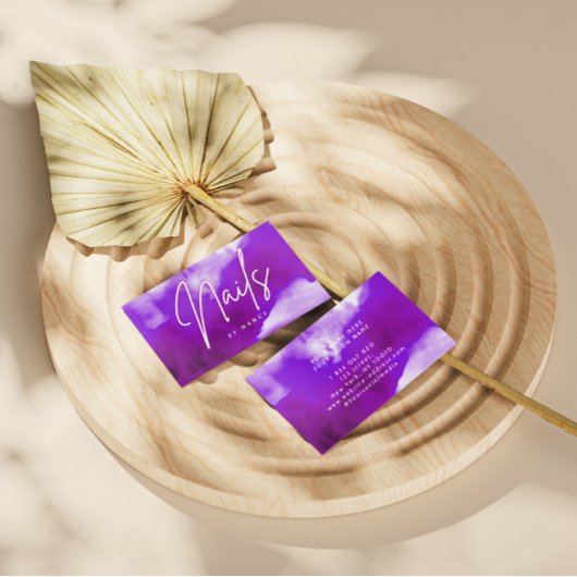 Paarse Rook & Neon Nail Artist Nail Tech Visitekaartje