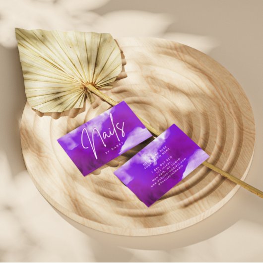 Paarse Rook & Neon Nail Artist Nail Tech Visitekaartje