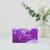 Paarse Rook & Neon Nail Artist Nail Tech Visitekaartje (Staand voorkant)