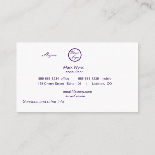 paarse rook op zwart visitekaartje (Achterkant)