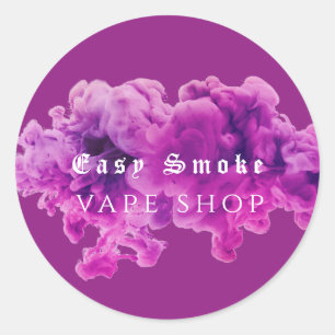 Paarse Rook Vape Winkel Bedrijf Ronde Sticker