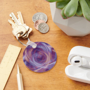 Paarse Rooke Basic Round Button Sleutelhanger