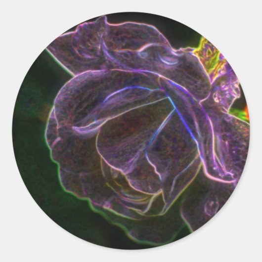 Paarse Roos Abstracte bloem Ronde Sticker (Voorkant)