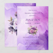 Paarse Roos Alcohol Tuin Huwelijksfeest Kaart (Voorkant / Achterkant)