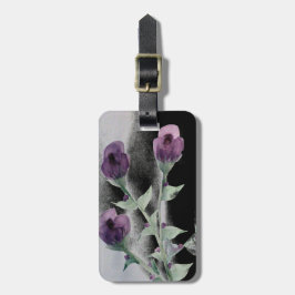 Paarse Roos aquarel Bagagelabel