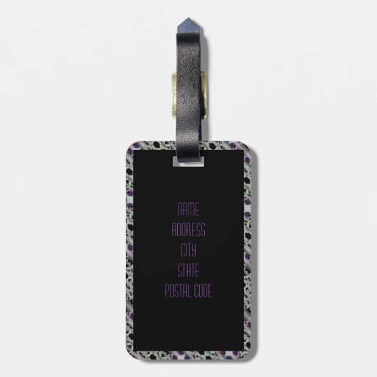 Paarse Roos aquarel Bagagelabel (Achterkant verticaal)