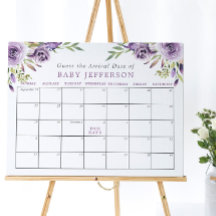 Paarse Roos Baby Shower Raad de Bevalling Datum Ka