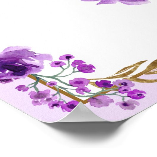 Paarse Roos bladgoud quinceanera Welkom Poster (Hoek)