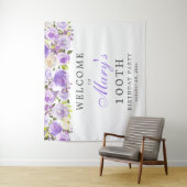 Paarse Roos Bloem 100ste Verjaardagsfeestje Wandkleed (In situ)