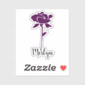 Paarse Roos Bloem Bloemen Aangepaste Naam Kleurrij Sticker (Vel)