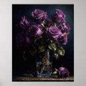 Paarse Roos Bloemen Art Print Poster (Voorkant)