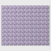 Paarse Roos Bloemen Botanisch Naadloos Patroon Cadeaupapier (Vlak)