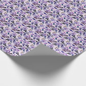 Paarse Roos Bloemen Botanisch Naadloos Patroon Cadeaupapier (Hoek)