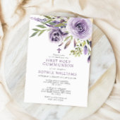 Paarse Roos Bloemen Eerste Heilige Communie Kaart
