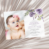 Paarse Roos Bloemen Foto Meisje Eerste Heilige Com Kaart