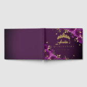 Paarse Roos Bloemen Werveltje Quinceanera Gold Gastenboek (Volledig)